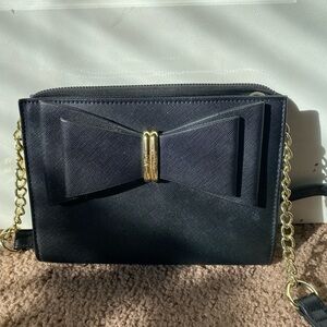 Betsy Johnson Elegant Black Bow Crossbody Bag
